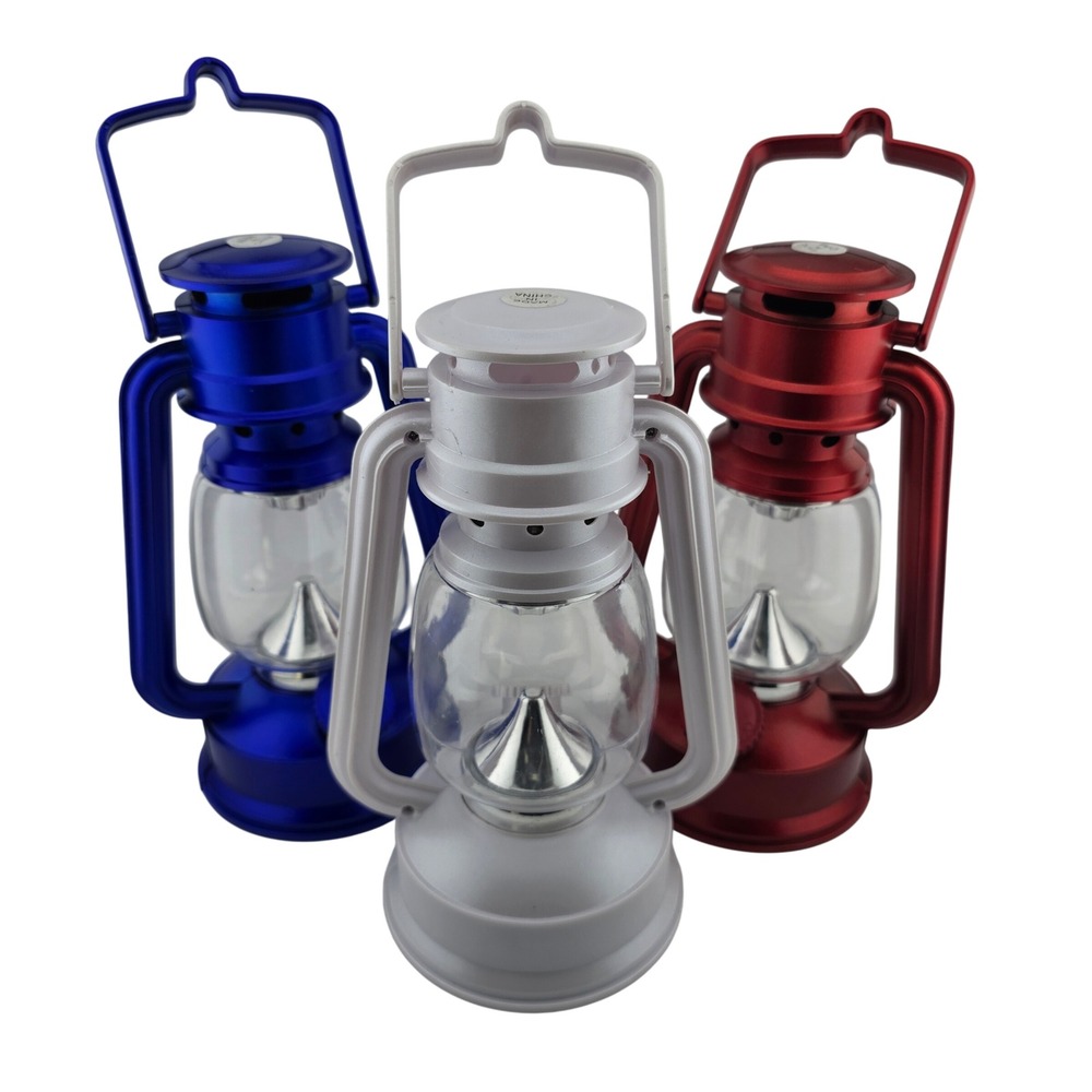Smart Home 15 LED Metallic Lantern 3 PC Set Red‎ Blue Blue Patriot Outdoor Light